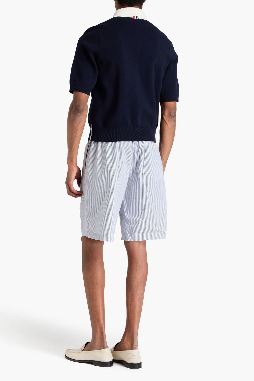 THOM BROWNE Two-tone cotton polo shirt