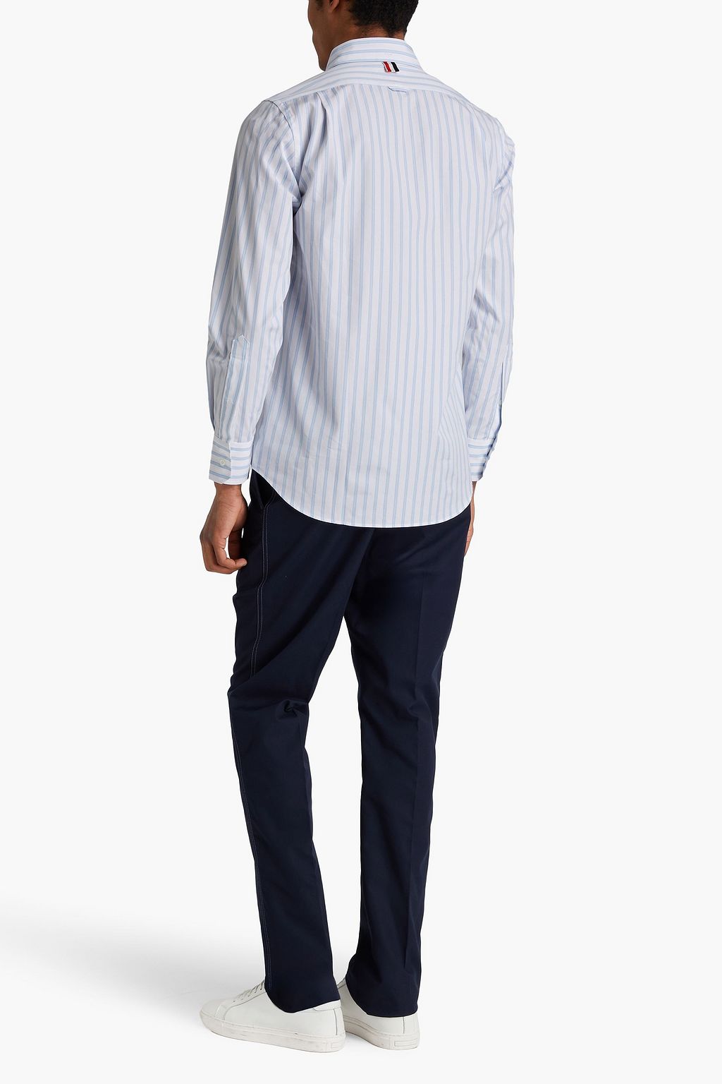THOM BROWNE Striped cotton-poplin shirt