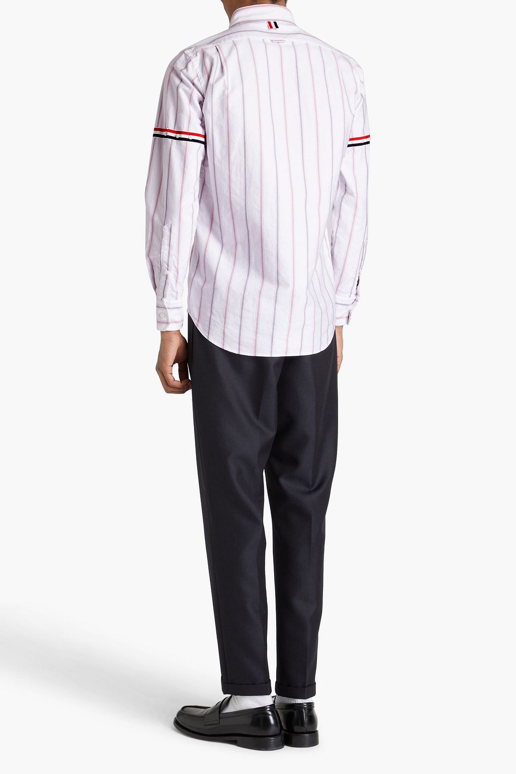 THOM BROWNE 스트라이프 코튼 옥스퍼드 셔츠