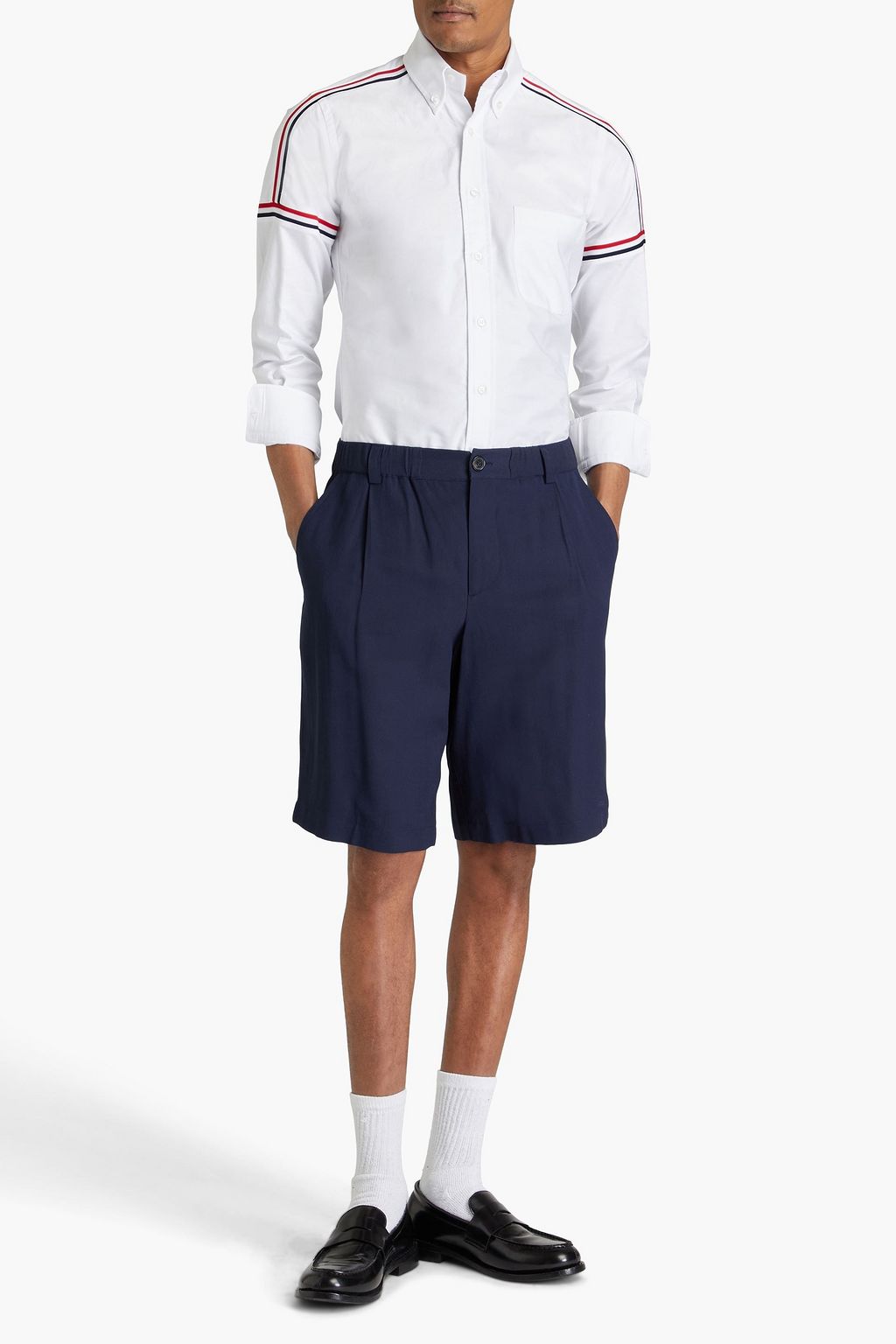 THOM BROWNE Striped cotton Oxford shirt