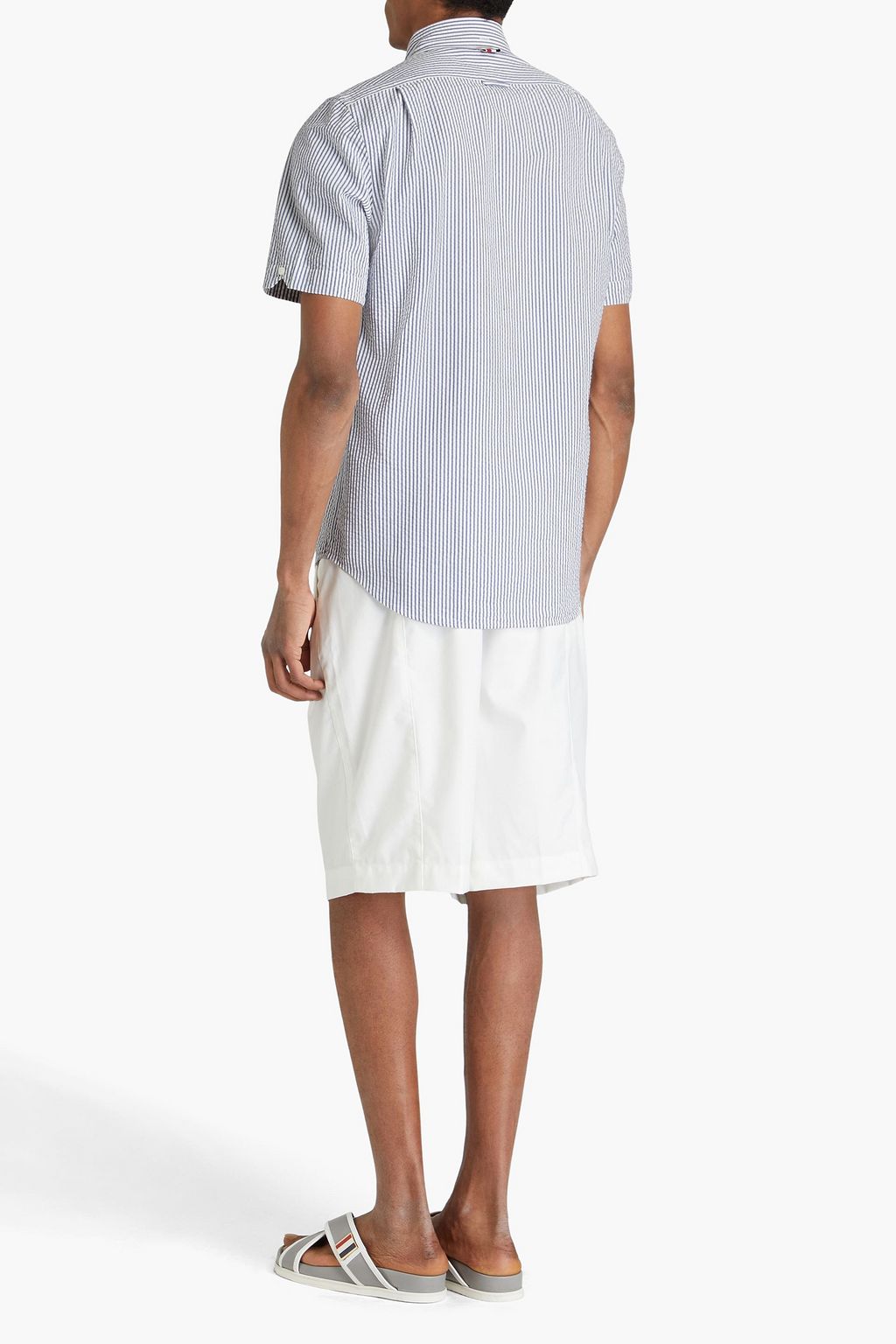 THOM BROWNE Gestreiftes Hemd aus Baumwoll-Seersucker