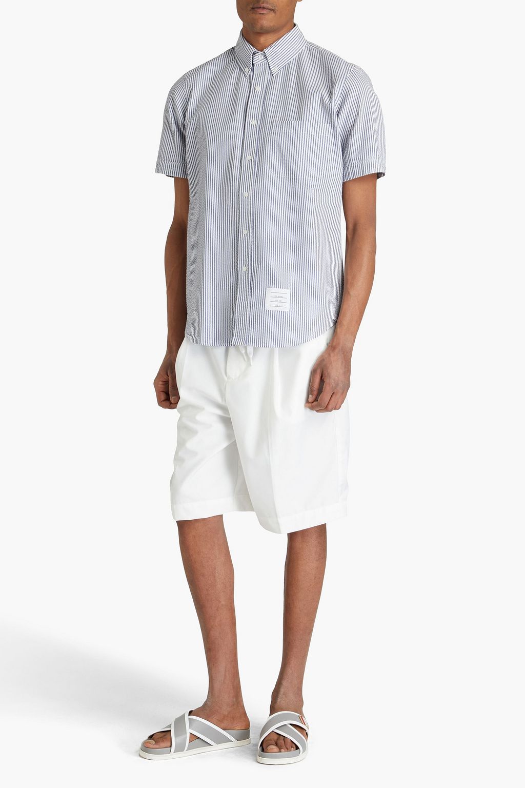 THOM BROWNE Gestreiftes Hemd aus Baumwoll-Seersucker