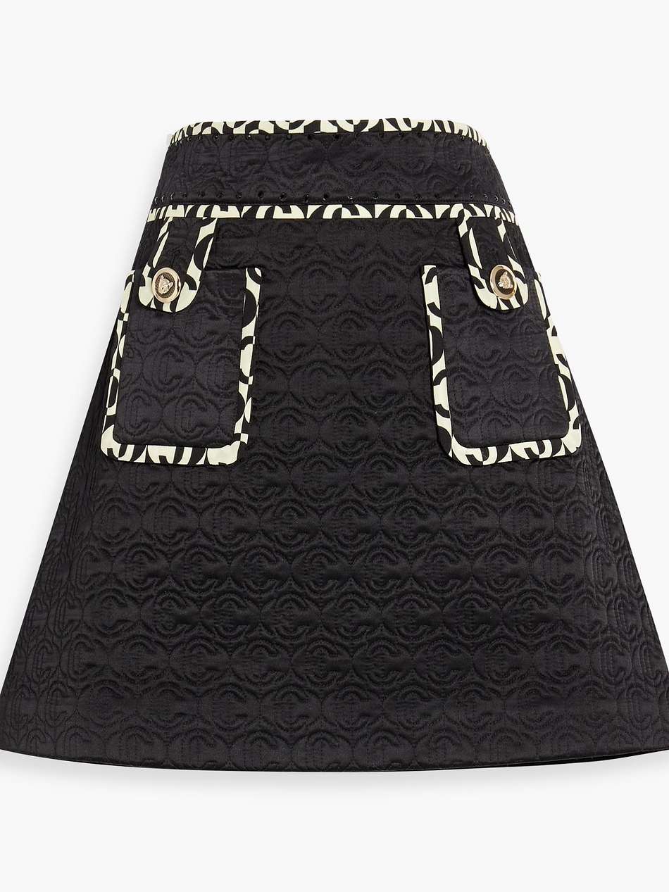 crystal-embellished quilted silk mini skirt