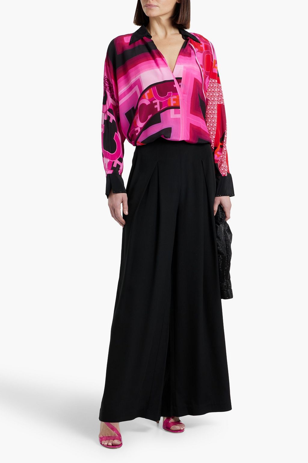 CAMILLA Crystal-embellished printed silk crepe de chine top