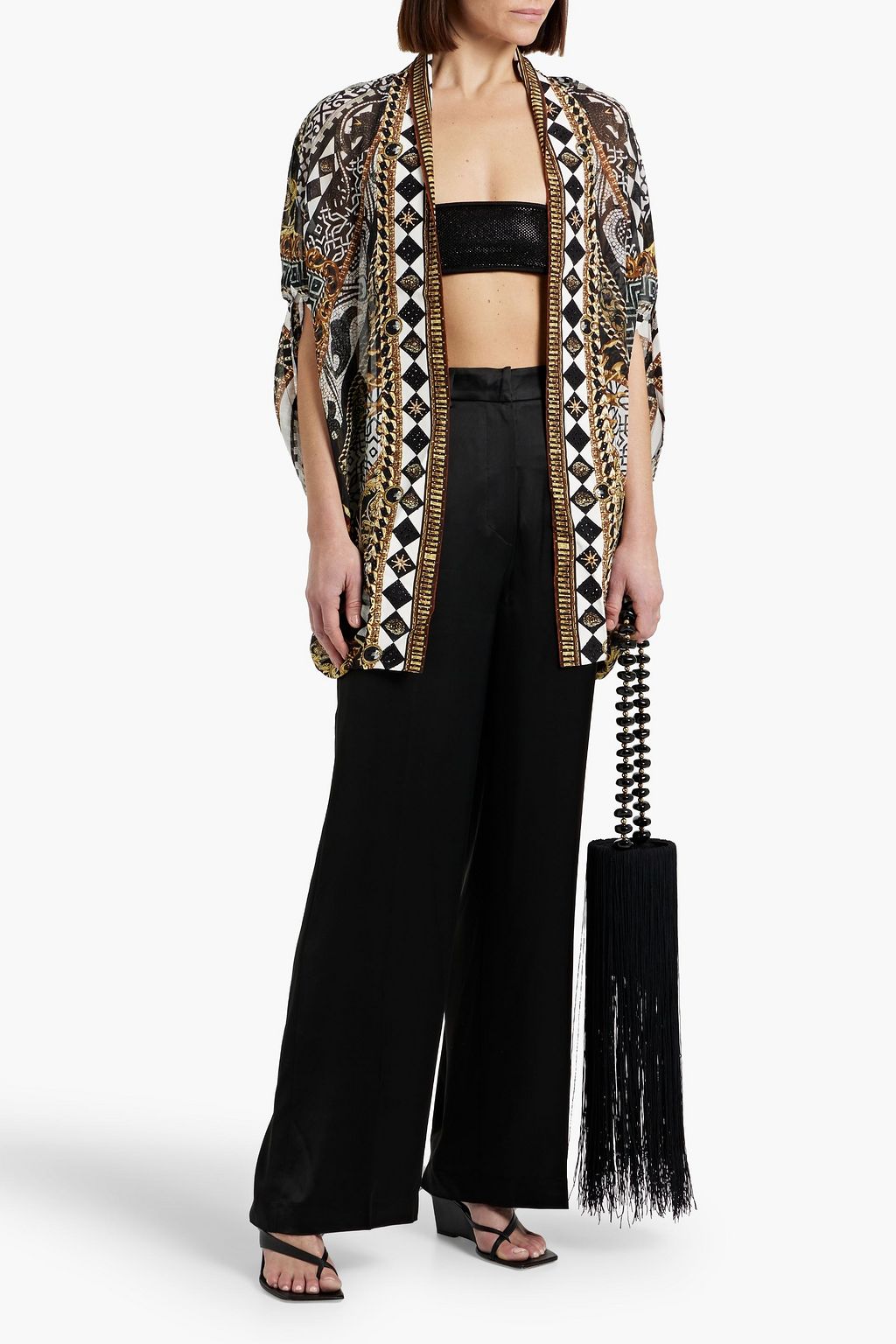 CAMILLA Crystal-embellished printed silk crepe de chine kimono
