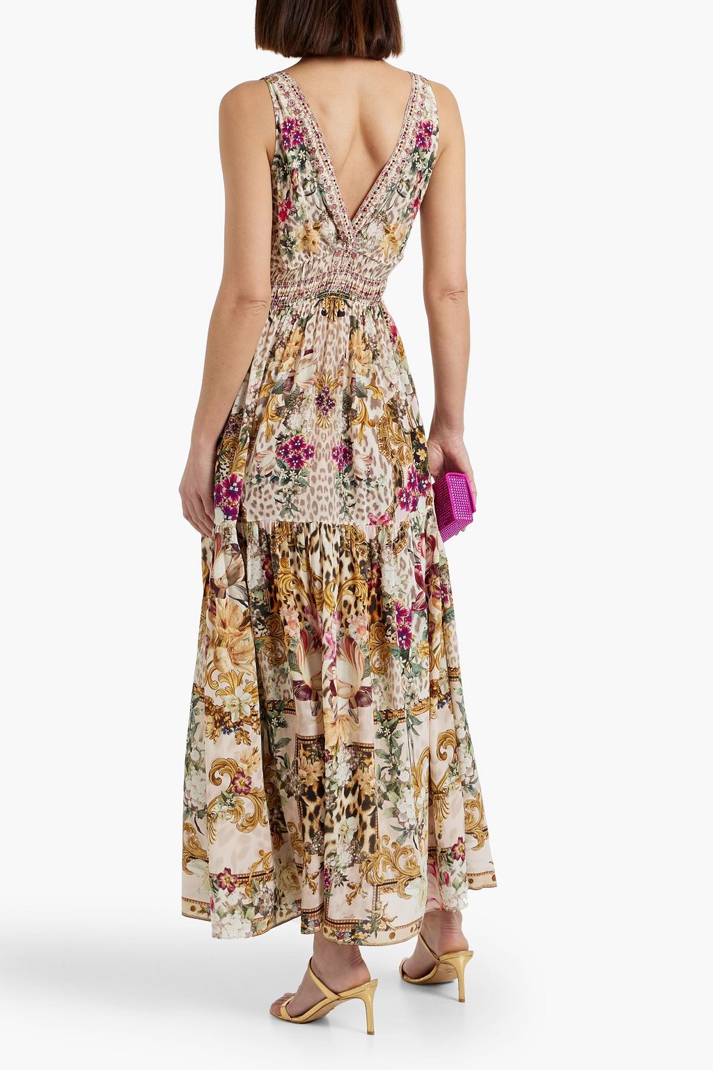 CAMILLA Crystal-embellished printed silk crepe de chine maxi dress