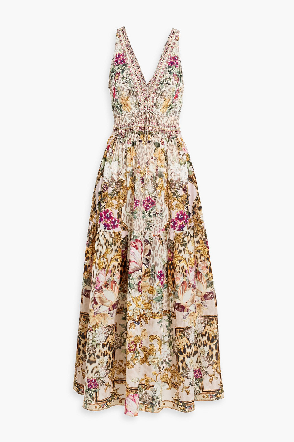 Camilla Shirred Waist Detail Long Dress Bambino Bliss In Multicolor