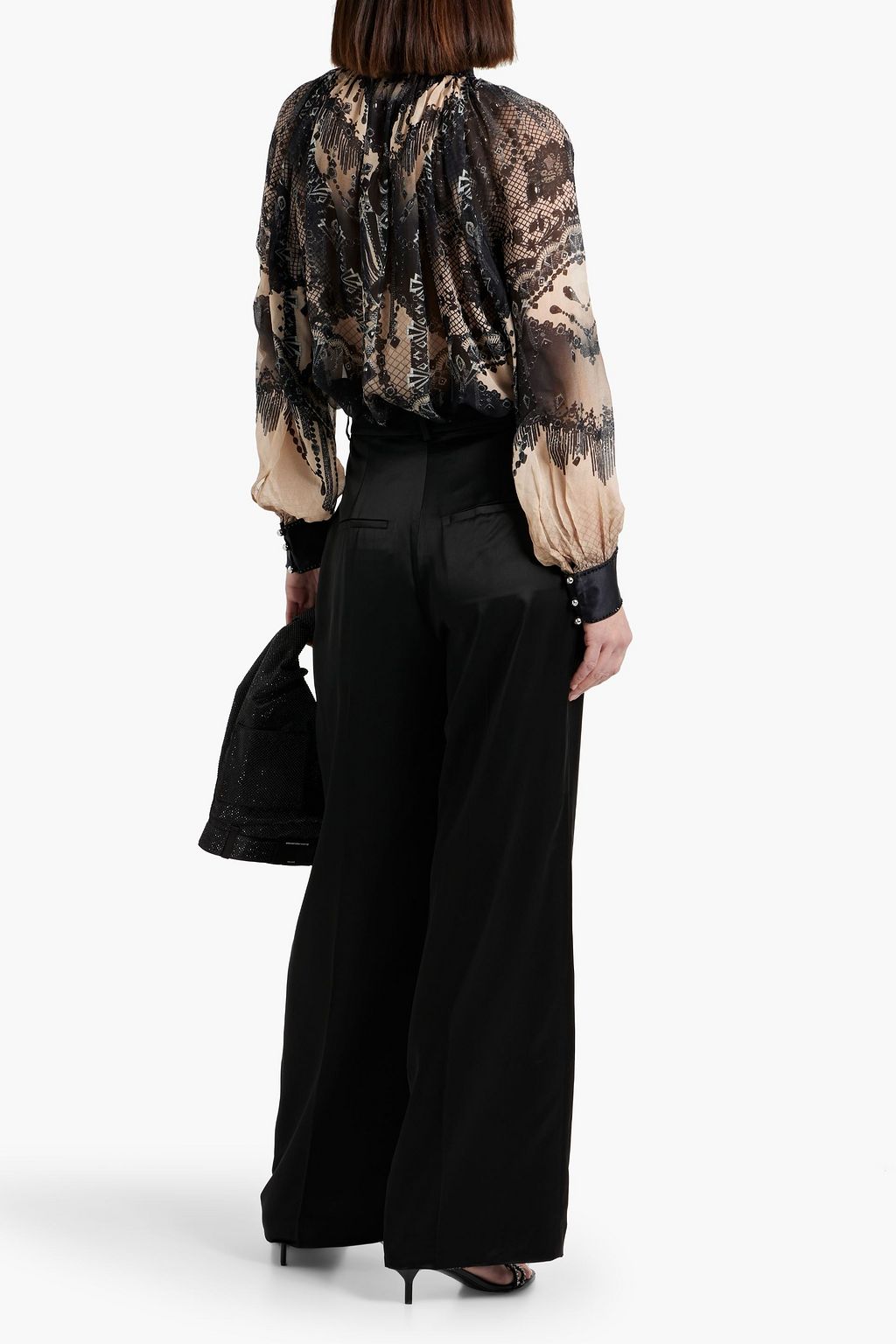 CAMILLA Crystal-embellished printed silk crepe de chine blouse