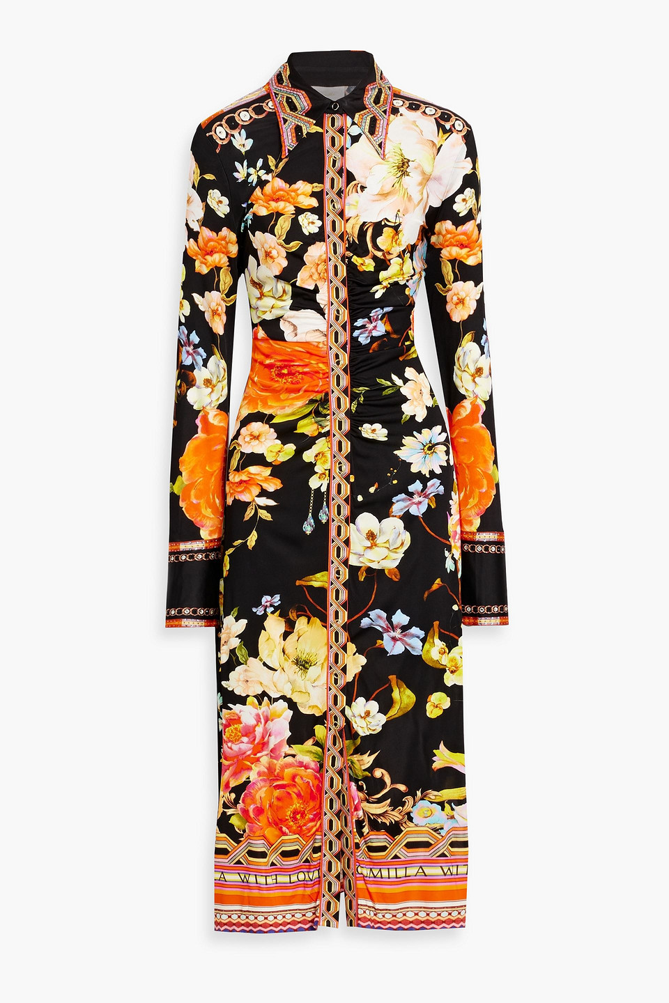 Camilla Jersey Midi Shirt Dress Secret History In Black