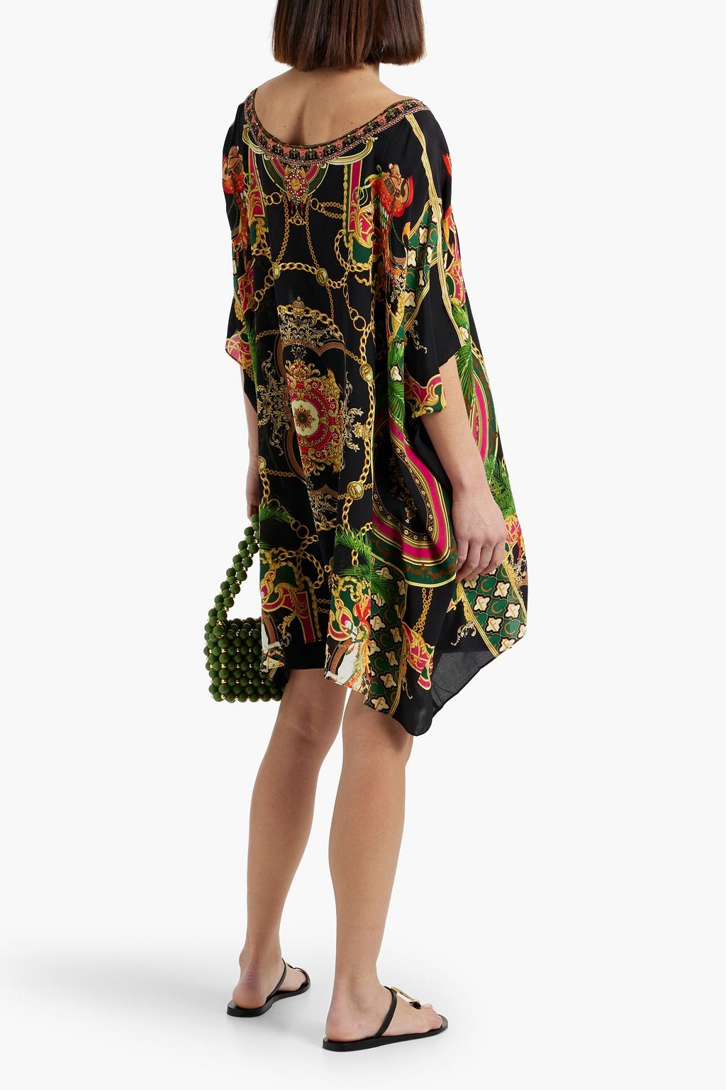 CAMILLA Crystal-embellished printed silk crepe de chine kaftan