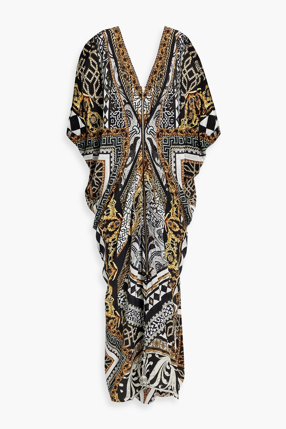 Camilla Crystal-embellished Printed Silk Crepe De Chine Maxi Dress In Black