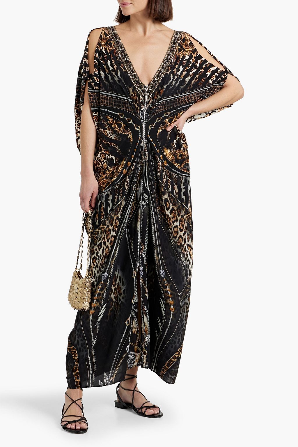 CAMILLA Crystal-embellished printed silk crepe de chine maxi dress