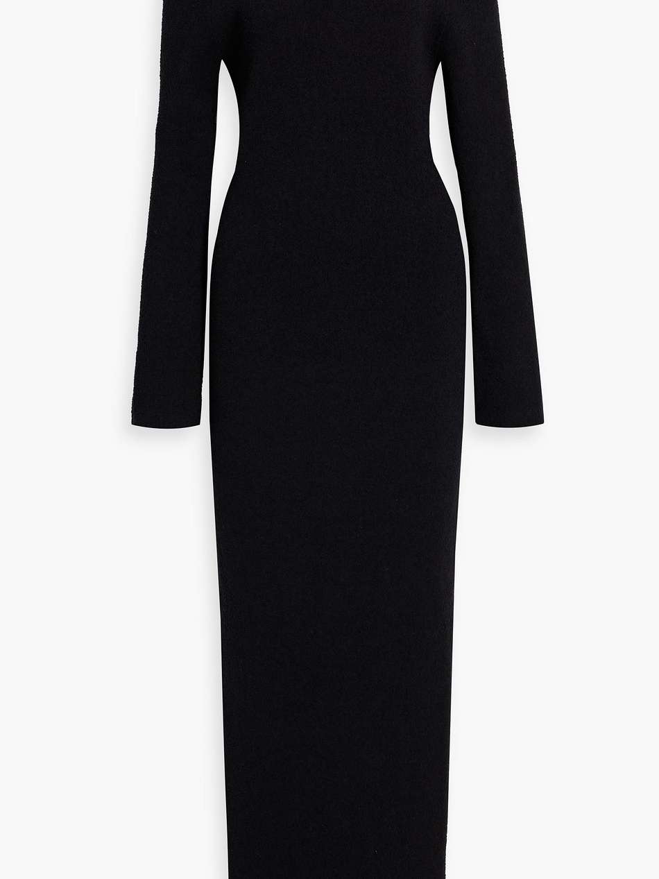 bibian cold-shoulder bouclé-knit maxi dress