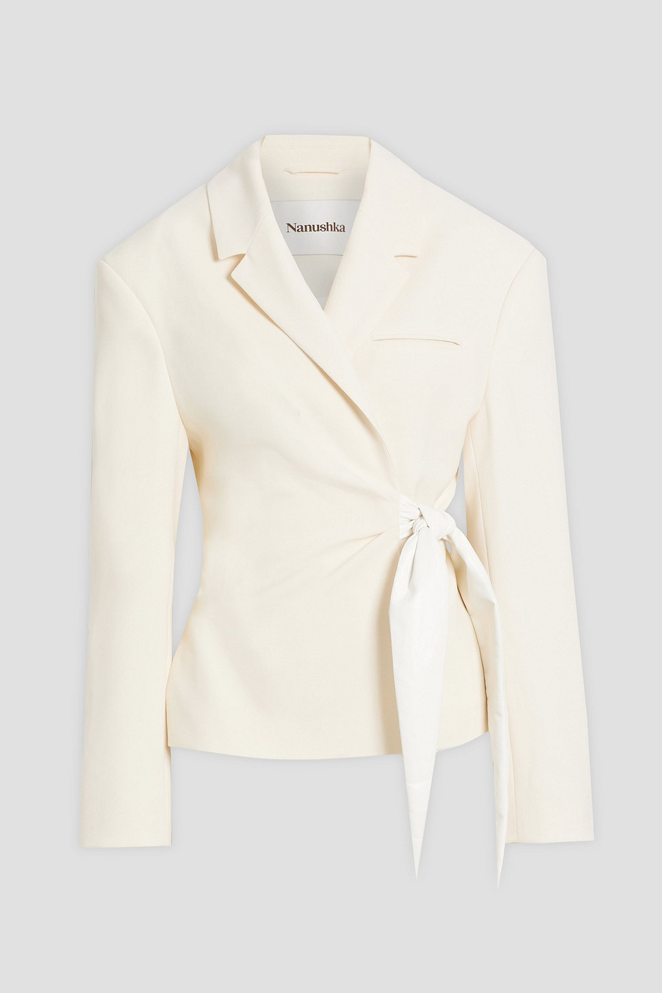 Nanushka Candace Crepe Wrap Blazer In White