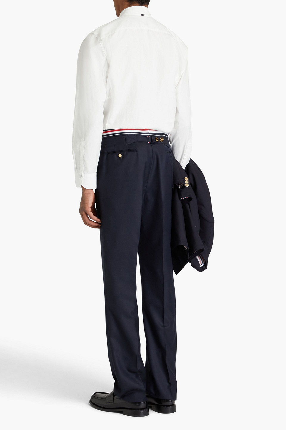 Thom Browne Rwb Blue Wool Pants In Midnight Blue