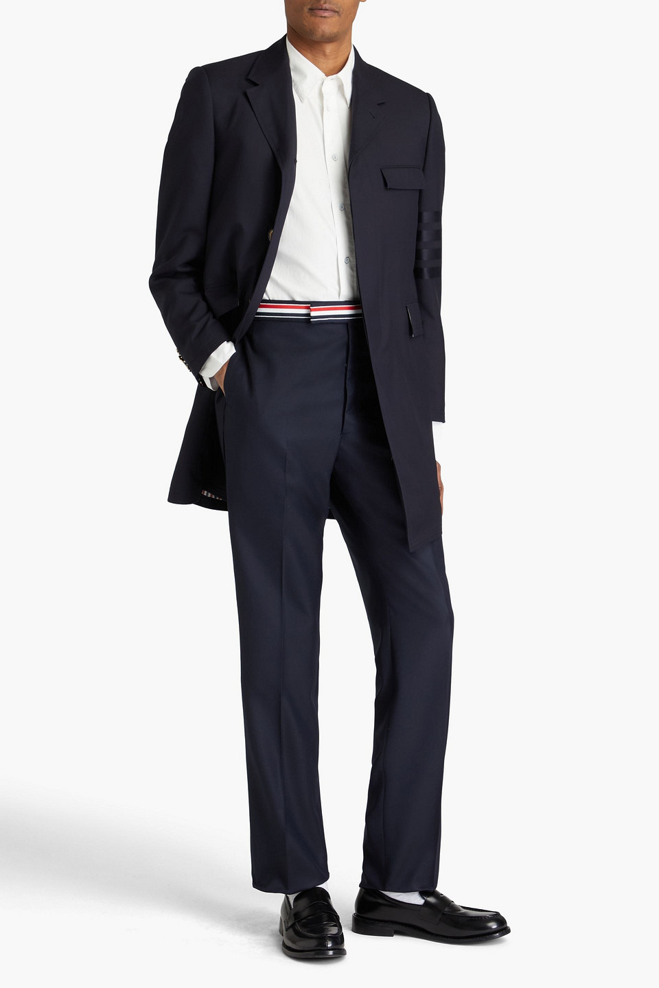 Thom Browne Rwb Blue Wool Pants In Midnight Blue