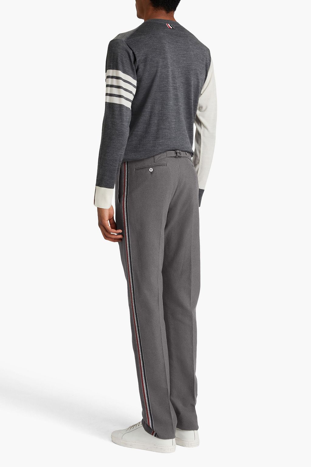 THOM BROWNE بنطال من مزيج من القطن بحبكة بوكليه