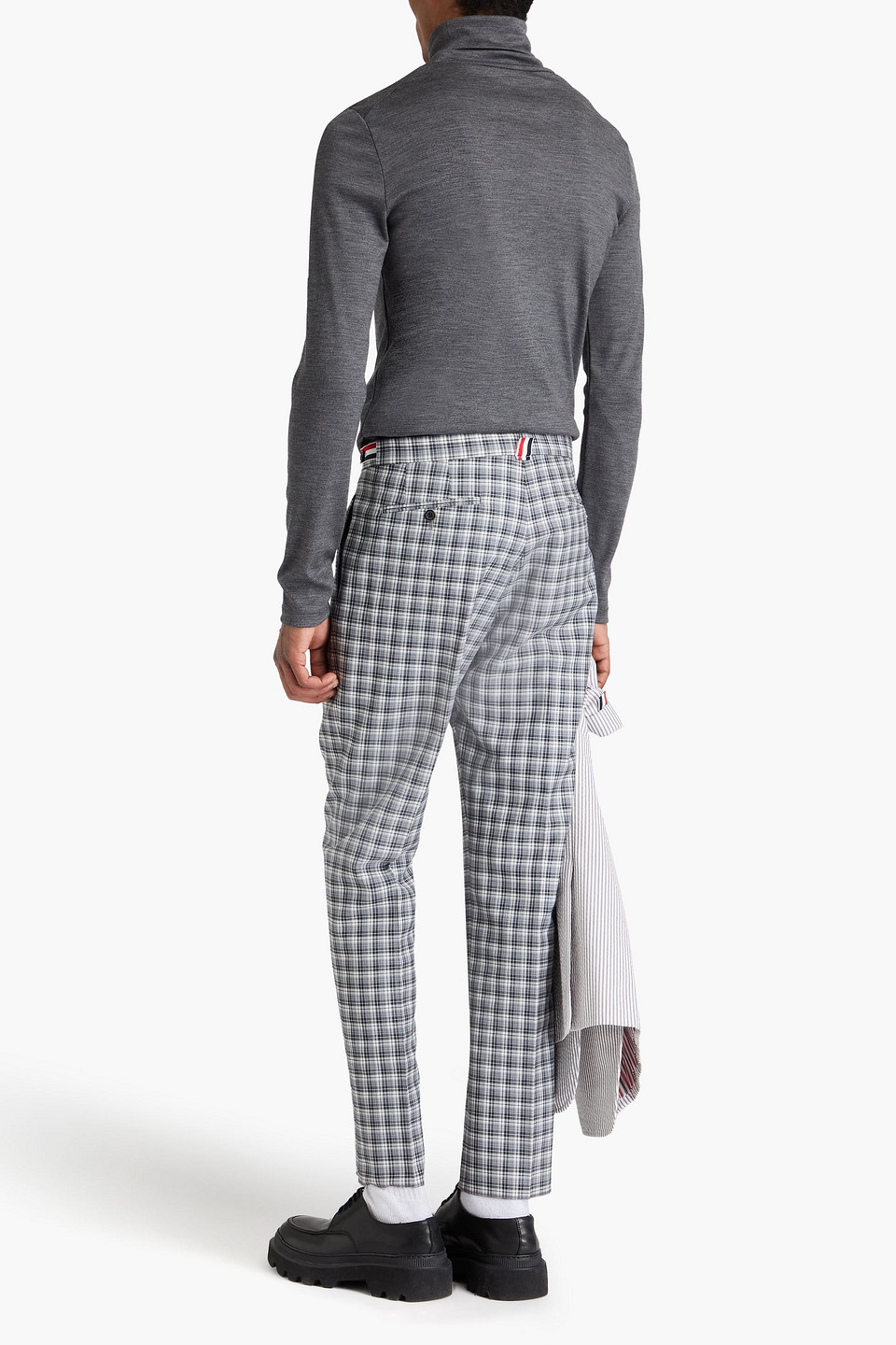 Thom Browne Checked Wool Pants In Gray