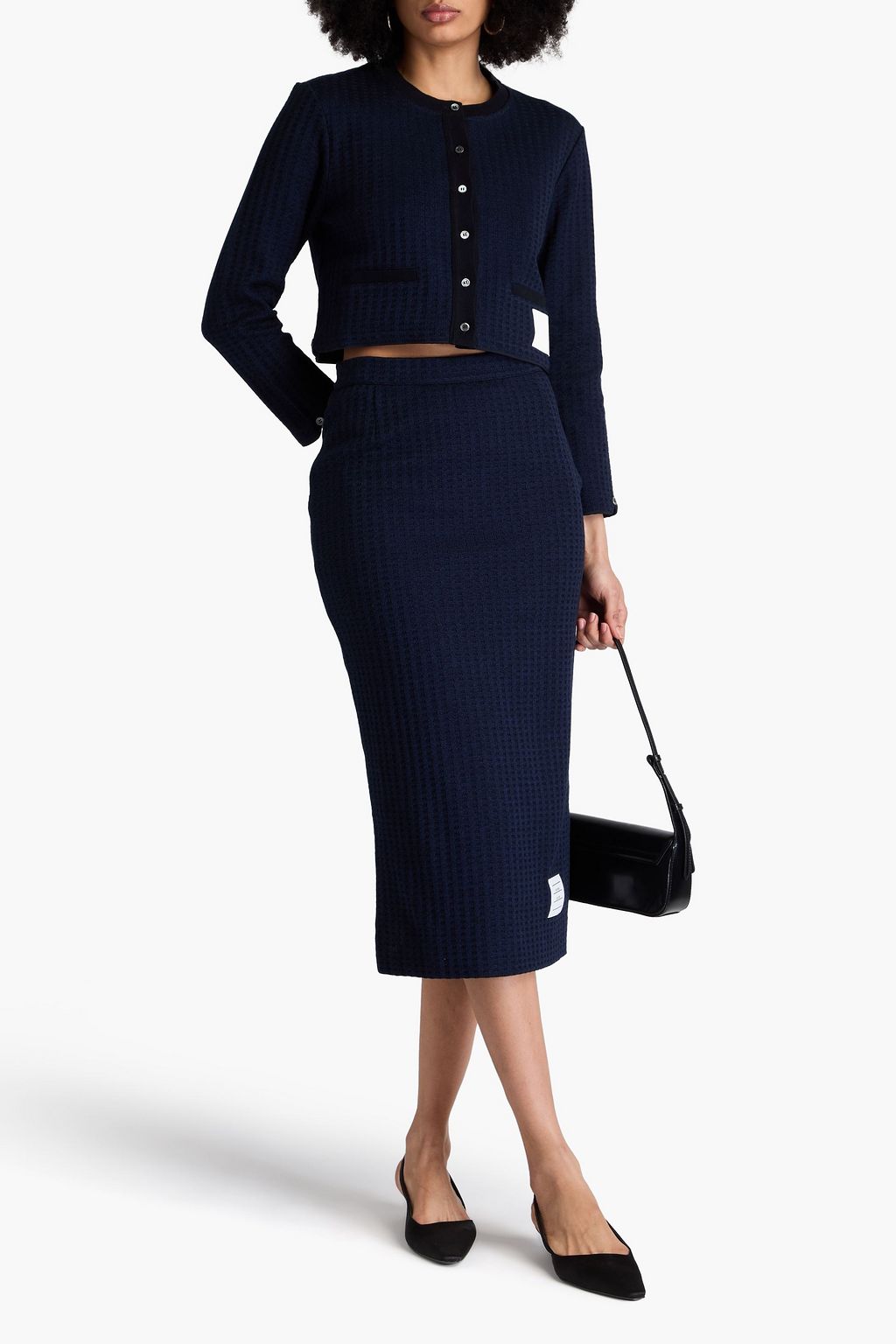 THOM BROWNE كارديغان قصير من الجاكار القطني