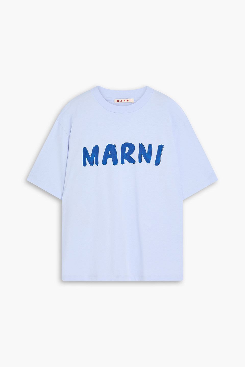Marni T-shirt Aus Baumwoll-jersey Mit Print In Himmelblau