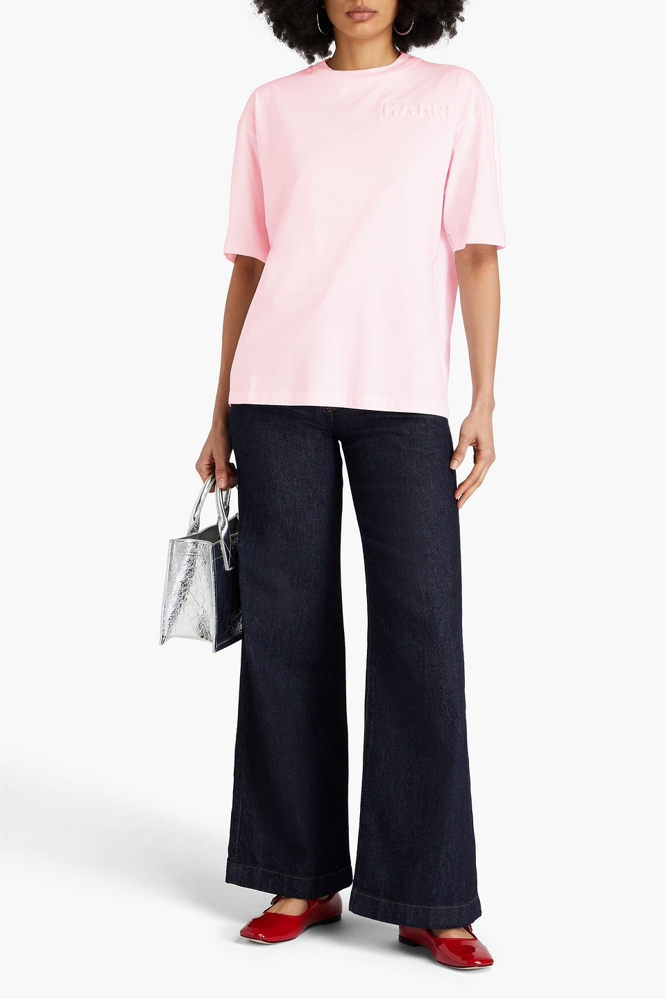 Marni Zweifarbiges T-shirt Aus Baumwoll-jersey In Pink