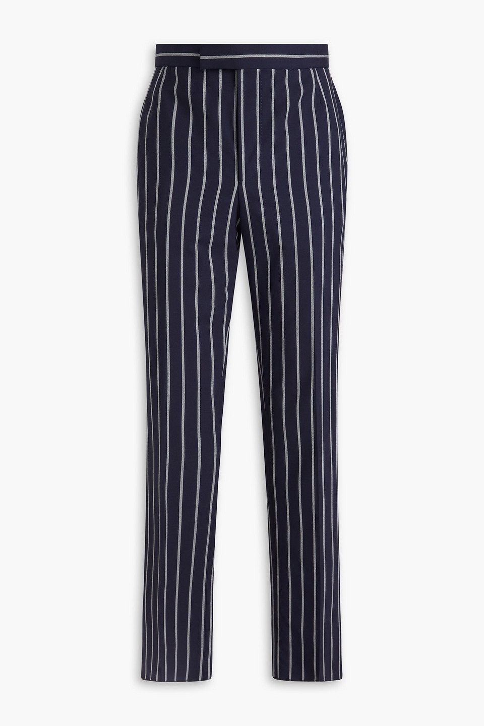 Thom Browne Striped Straight-leg Wool Trousers In Midnight Blue