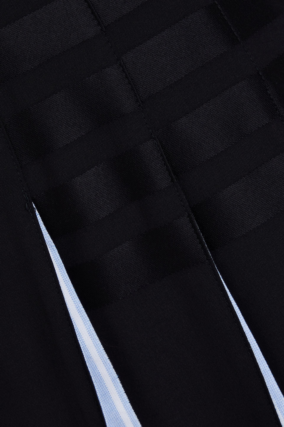 Thom Browne Pleated Two-tone Cotton And Wool Mini Skirt In Midnight Blue
