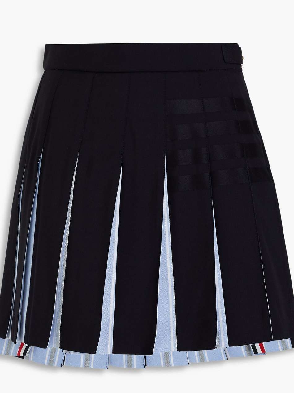 pleated cotton and wool mini skirt