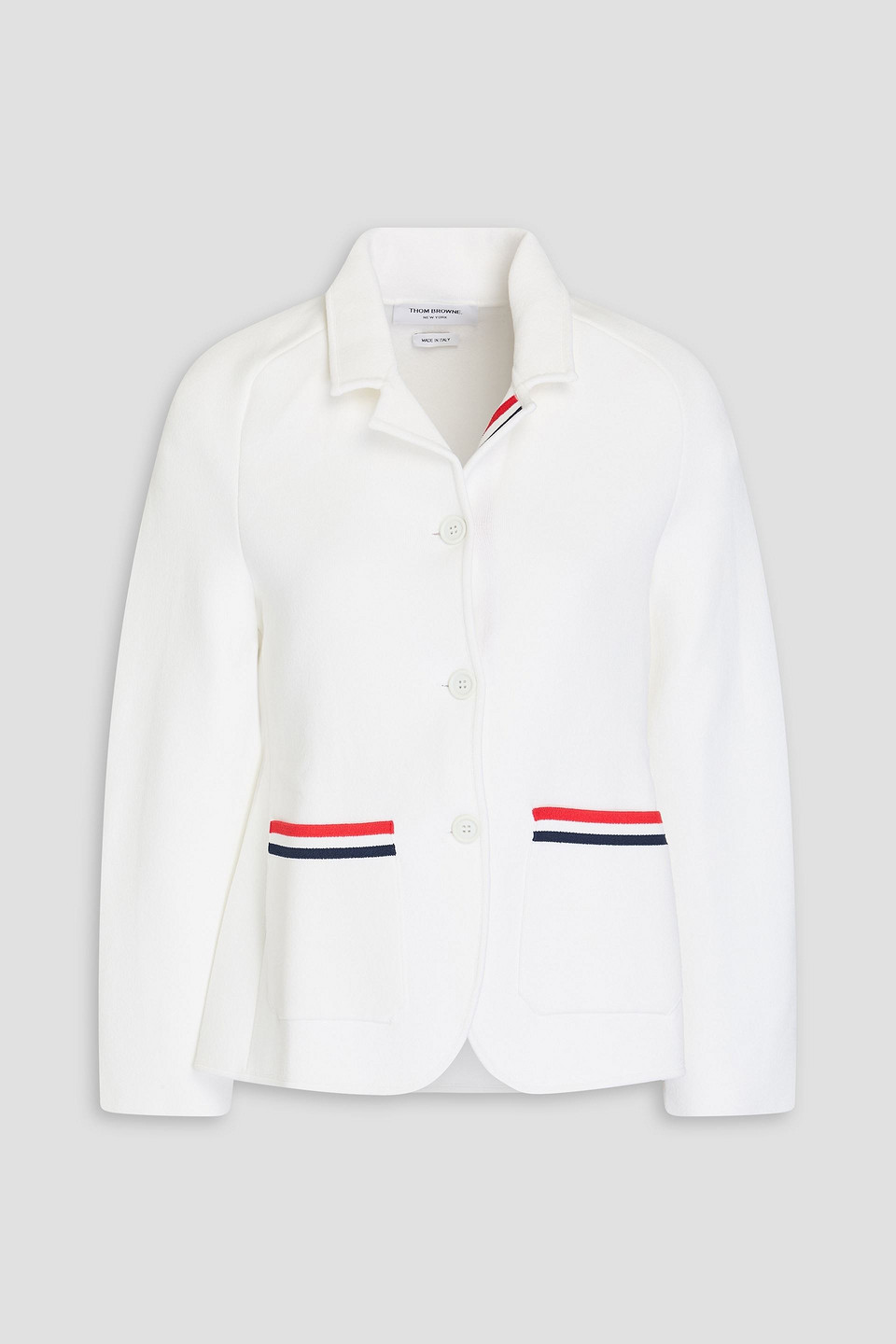 Thom Browne Blazer Aus Strick Mit Streifen In Weiss
