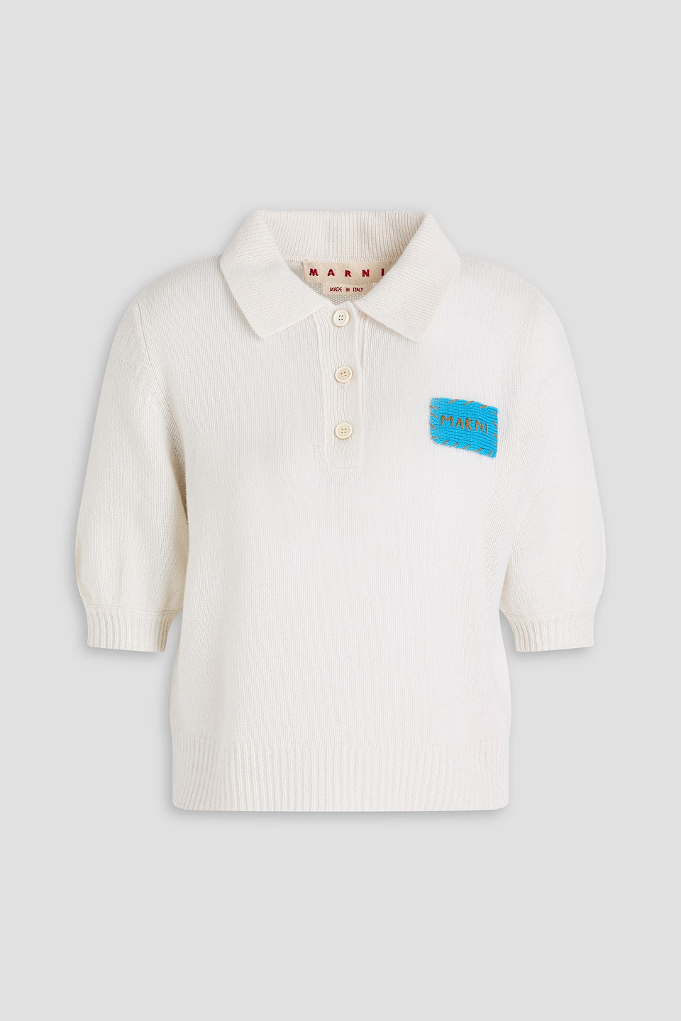 Marni Kaschmirpullover Mit Polokragen Und Applikationen In Elfenbein