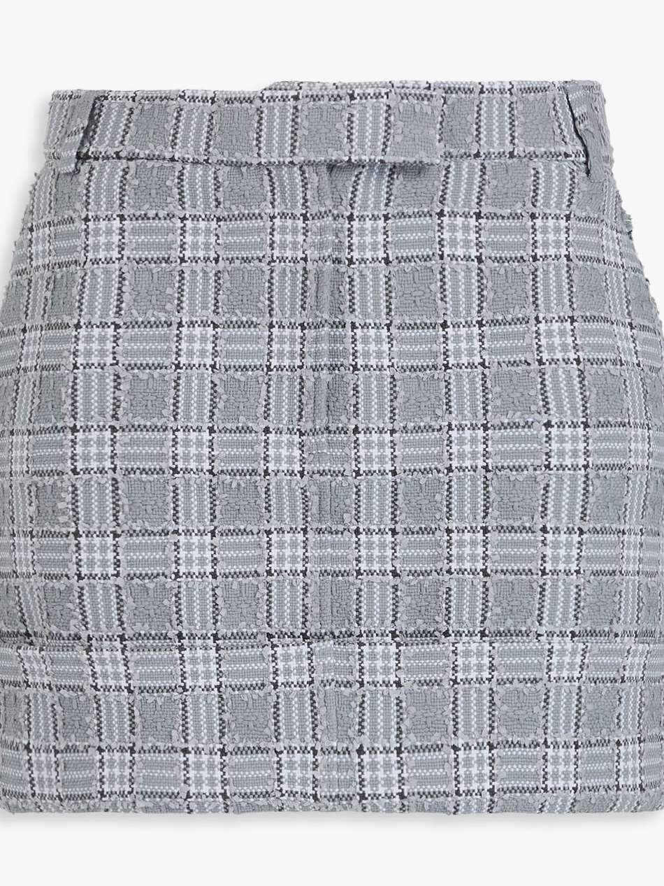 checked cotton-blend tweed mini skirt