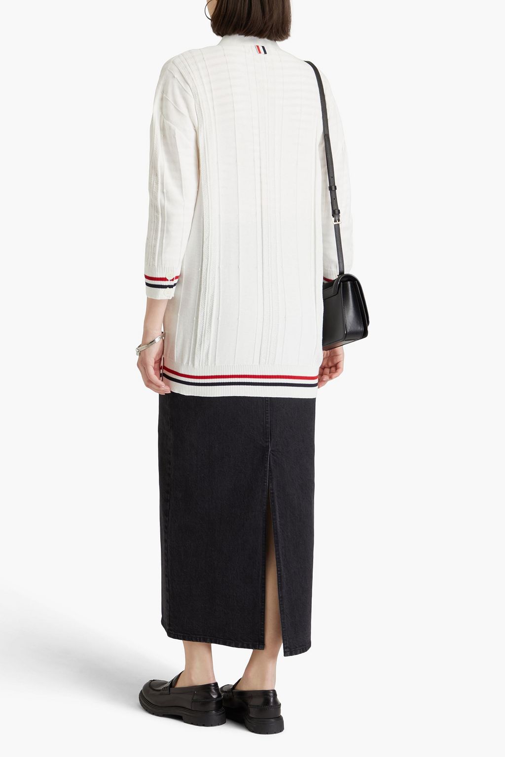 THOM BROWNE كارديغان من القطن بتصميم مخطط