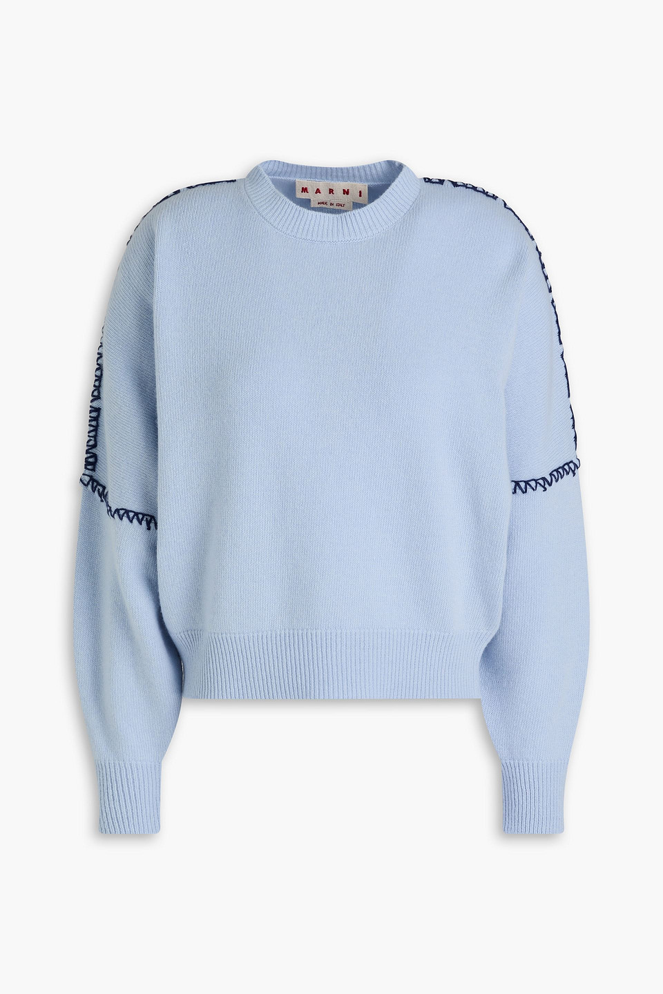 Marni Pullover Aus Einer Woll-kaschmirmischung Mit Stickereien In Himmelblau