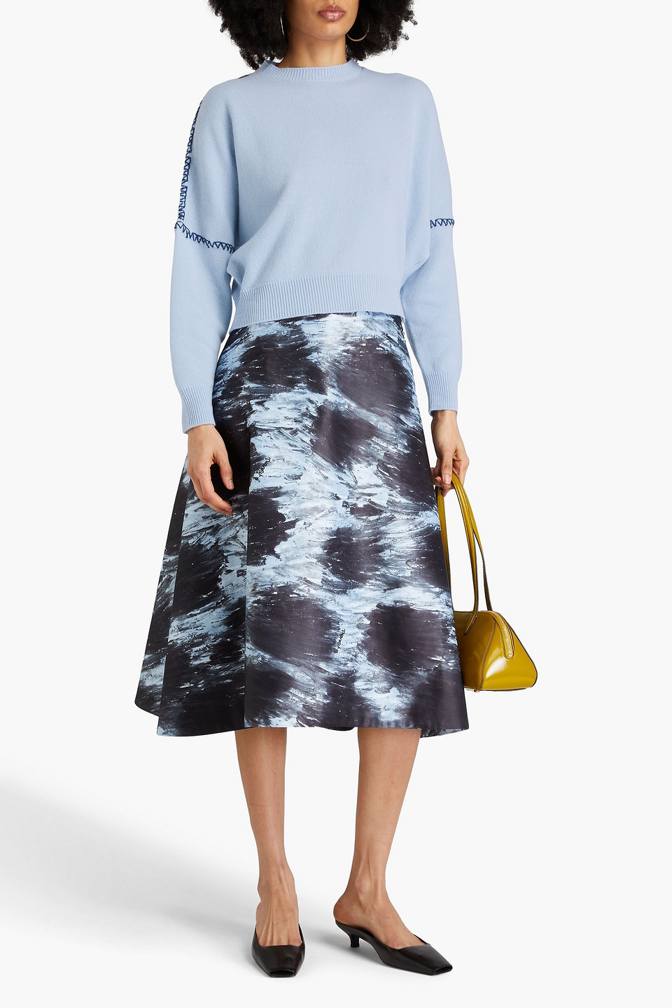 Marni Pullover Aus Einer Woll-kaschmirmischung Mit Stickereien In Himmelblau