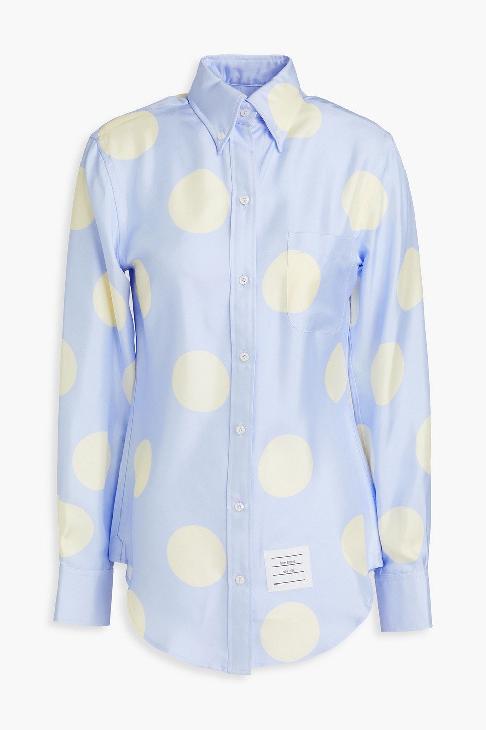 Thom Browne Polka-dot Silk-twill Shirt In Blue