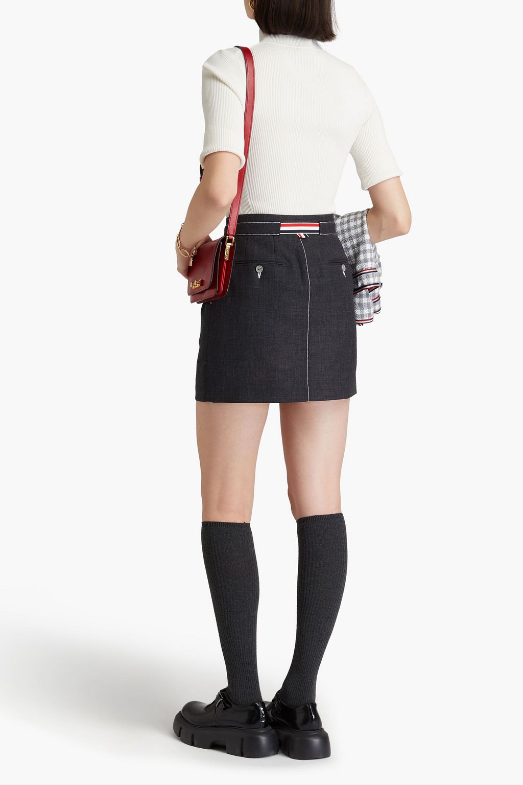 THOM BROWNE تنورة قصيرة من الصوف