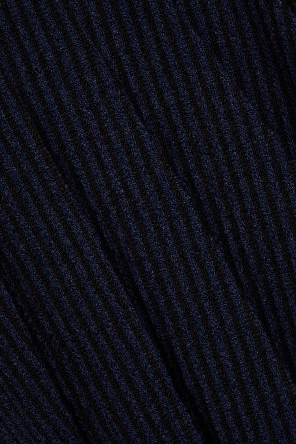 THOM BROWNE Pleated cotton-blend bouclé-tweed mini skirt
