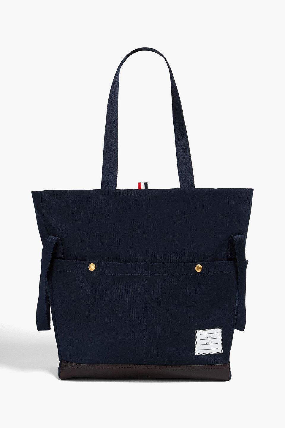 Thom Browne Canvas And Textured-leather Tote In Navy