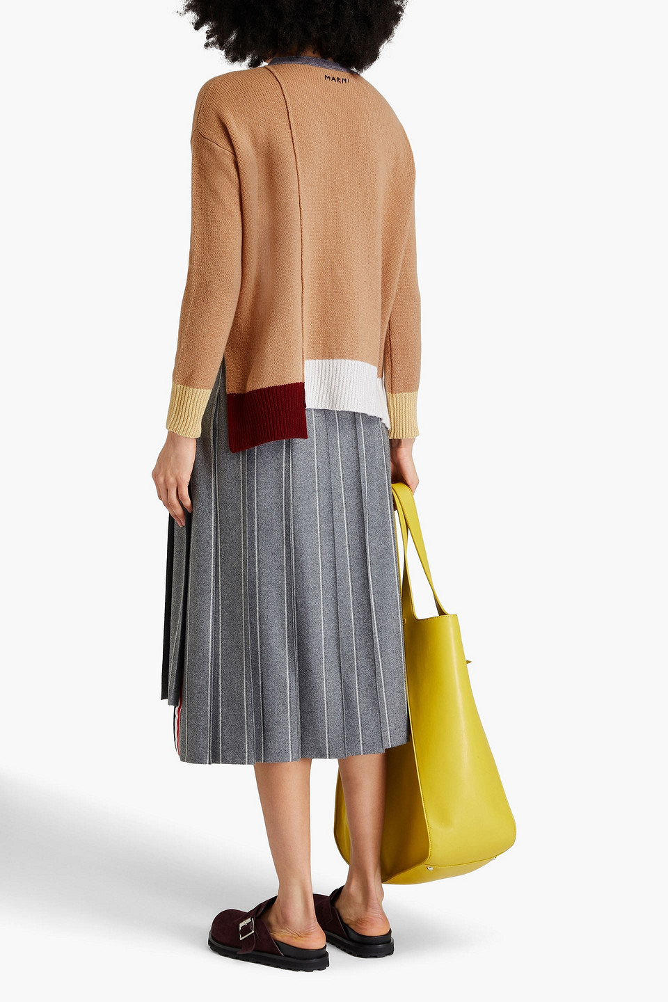 Marni Cardigan Aus Kaschmir In Colour-block-optik In Camelfarben