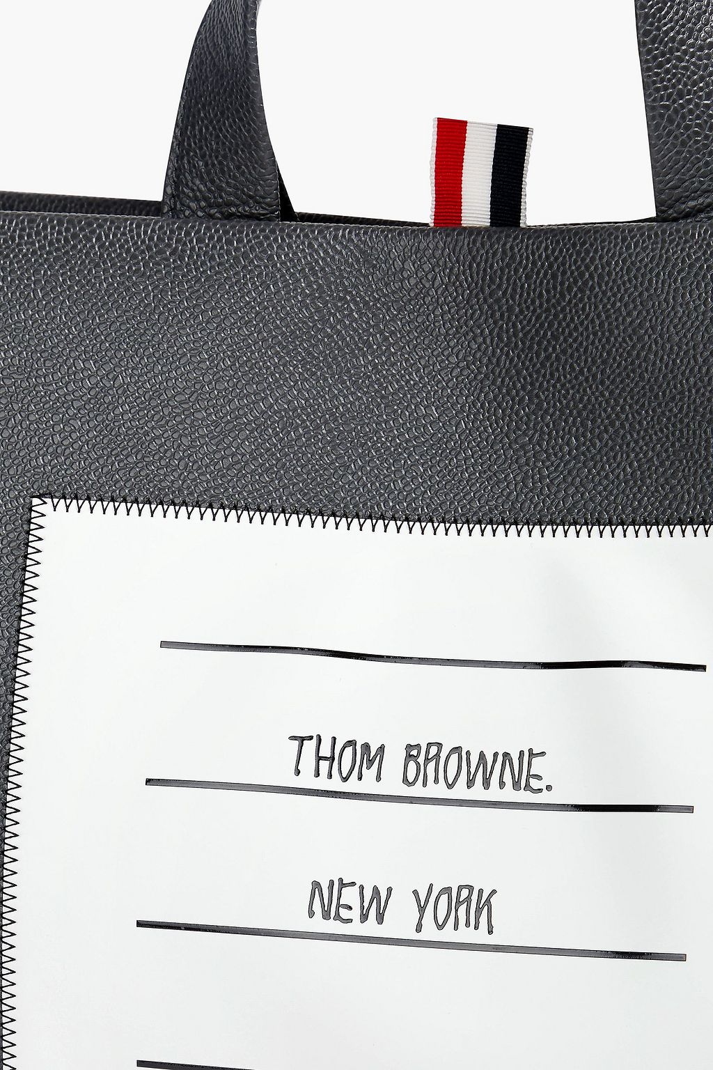 THOM BROWNE Printed pebbled-leather tote