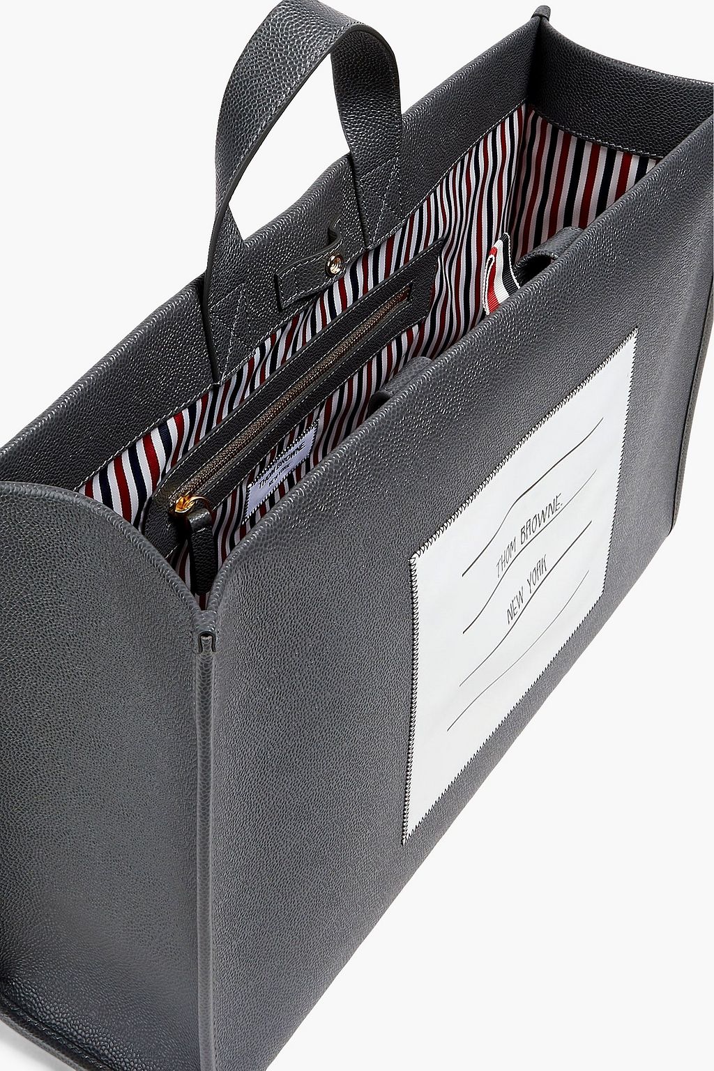 THOM BROWNE Printed pebbled-leather tote