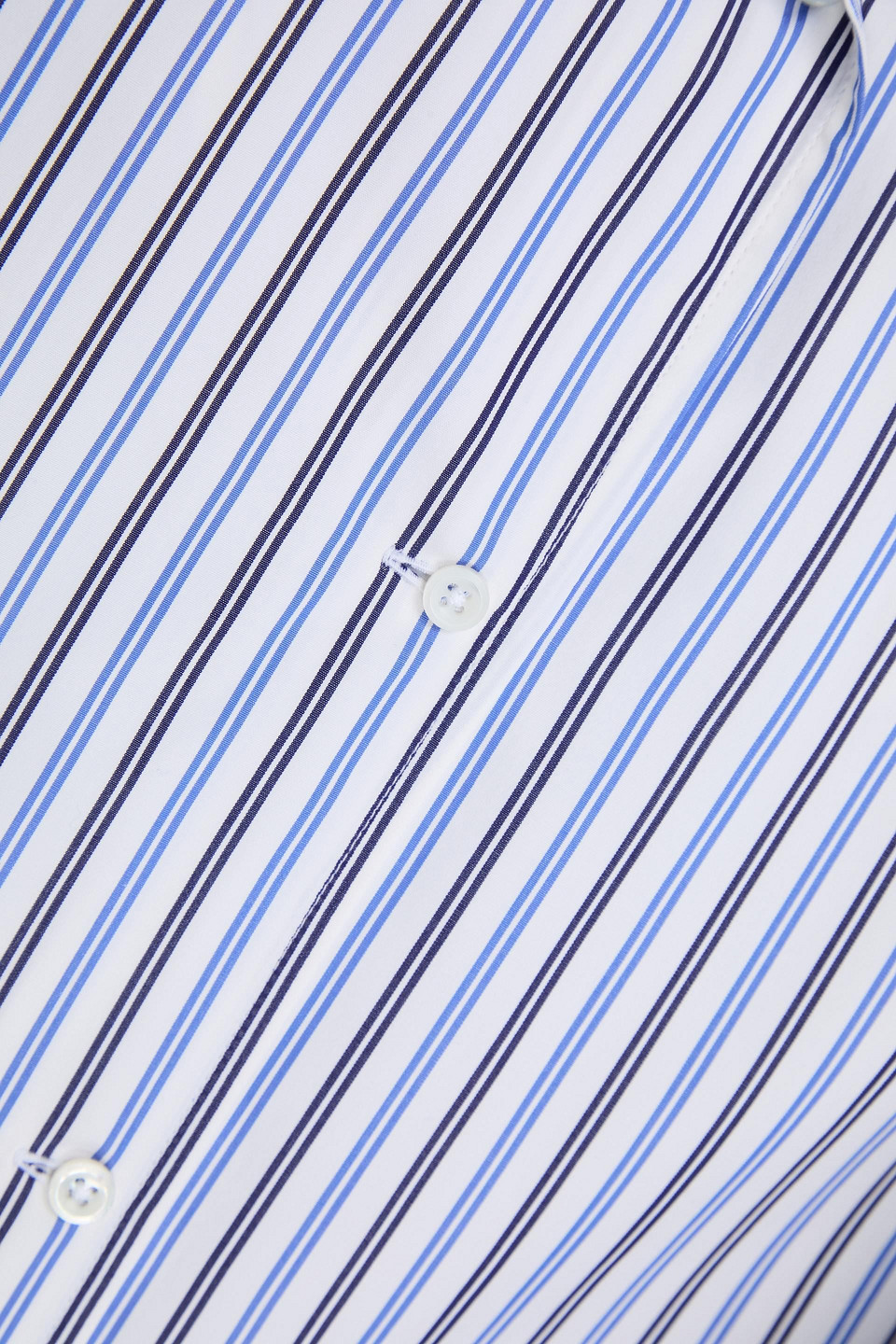 Thom Browne Thom E Blue Poplin Cotton Stripe Button Down Shirt Dress In Navy