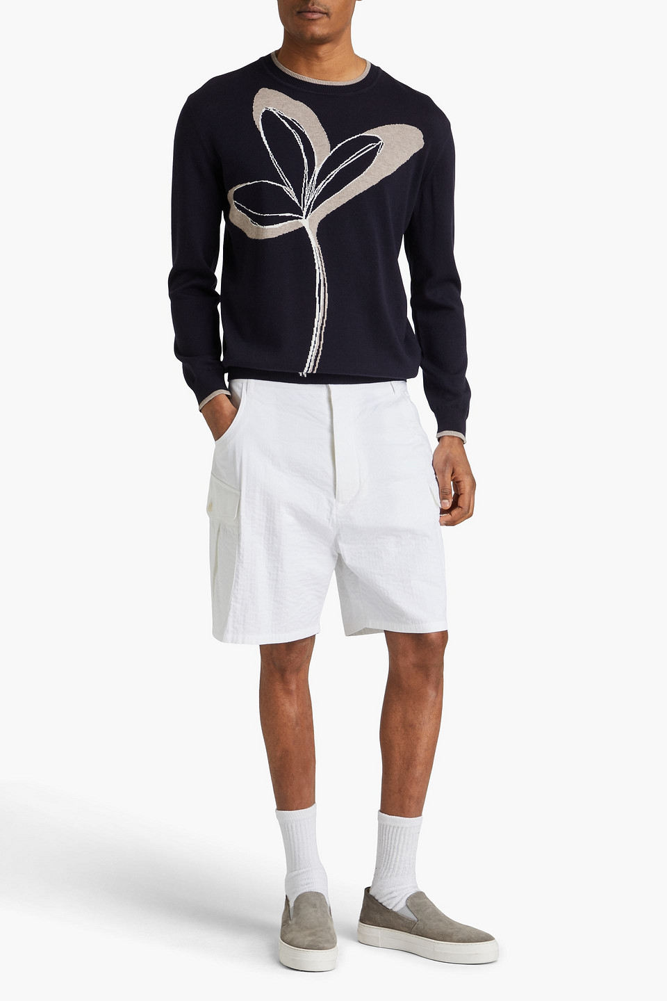 GIORGIO ARMANI RIBBED COTTON-BLEND CARGO SHORTS