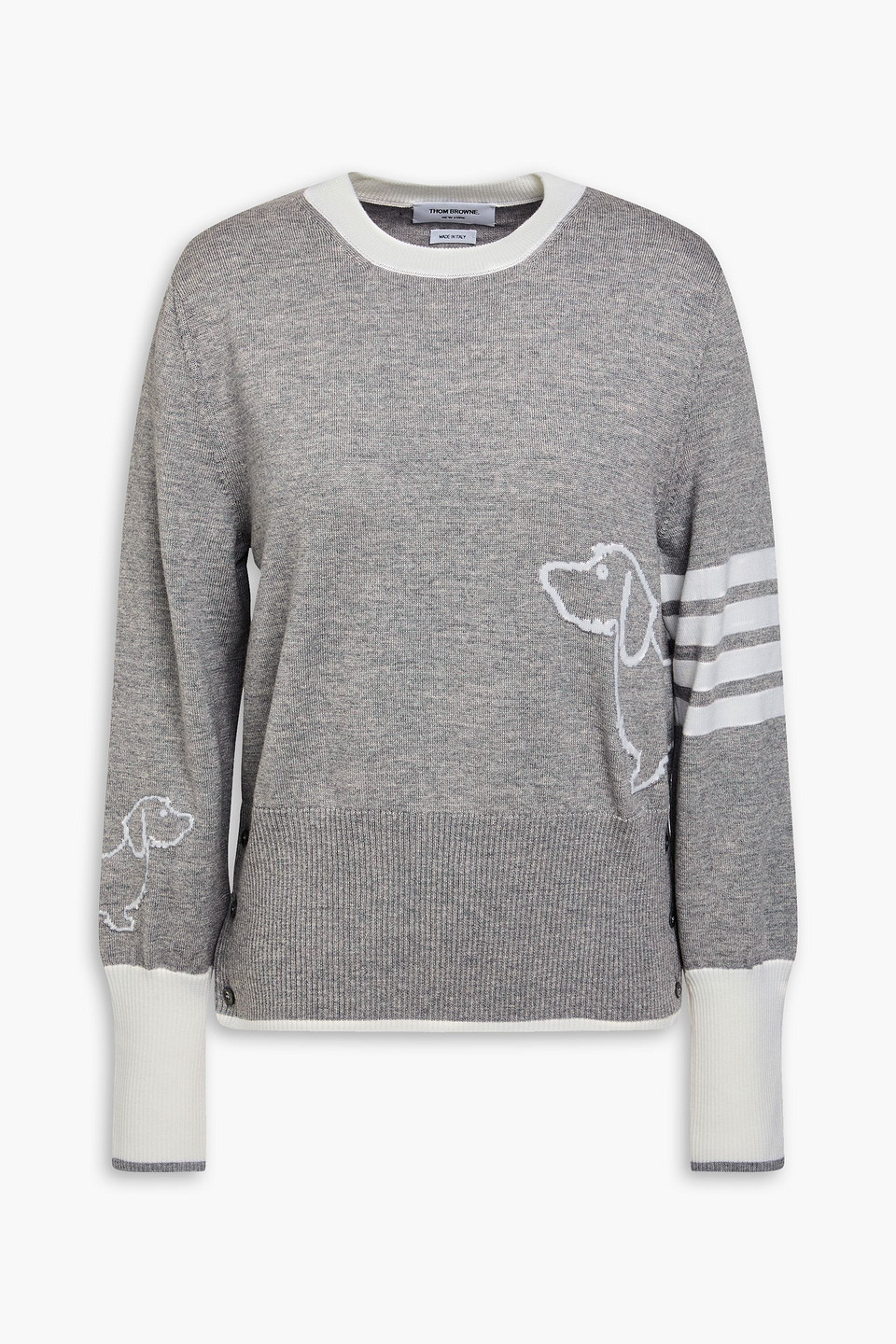 Thom Browne Intarsia Wool Sweater In Gray