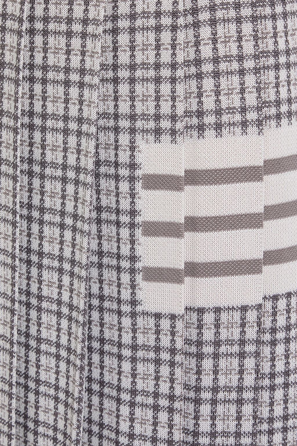 THOM BROWNE ジャカードニット シルク&コットン混 ミディスカート プリーツ入り