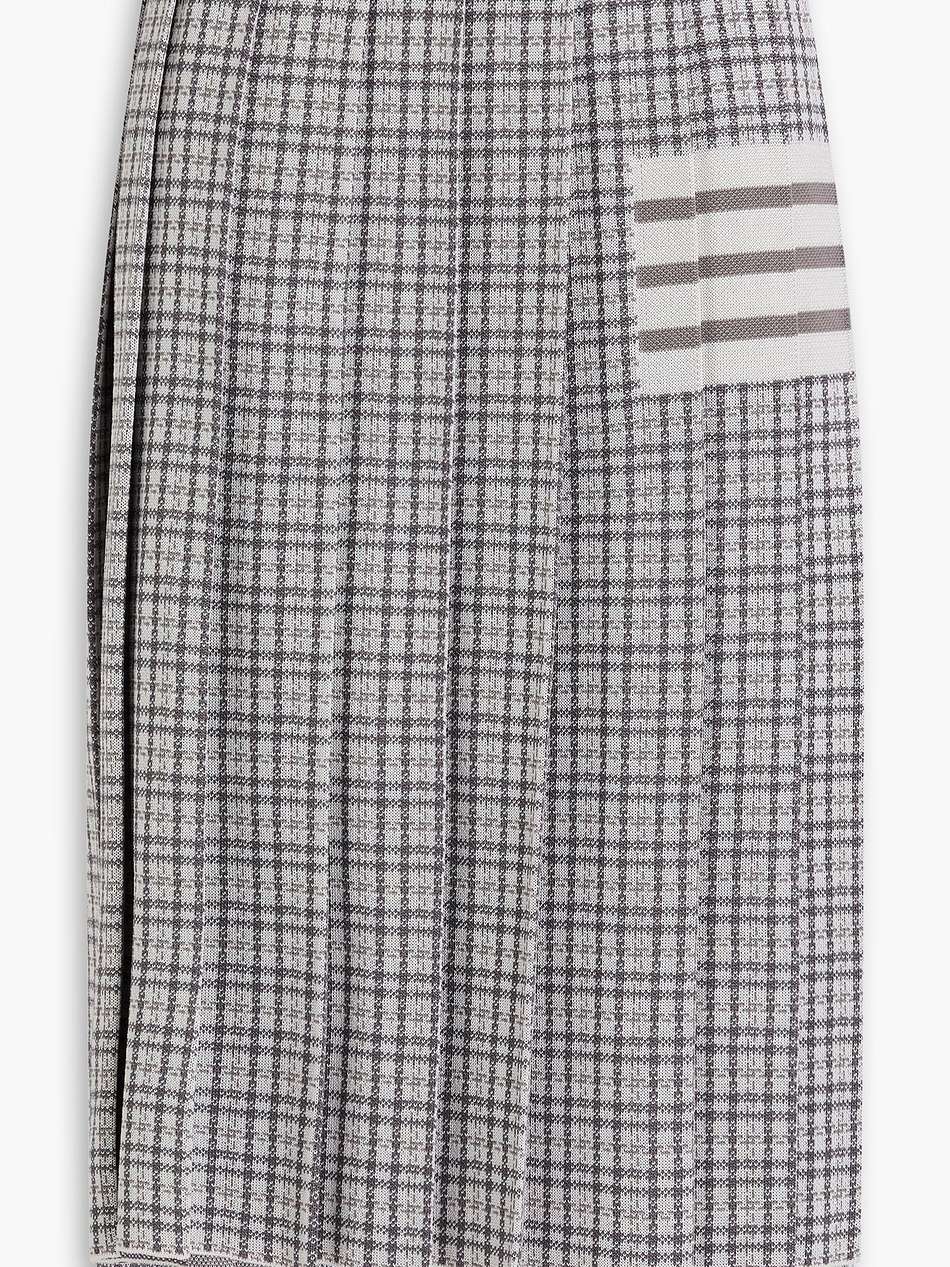 pleated jacquard-knit silk and cotton-blend midi skirt