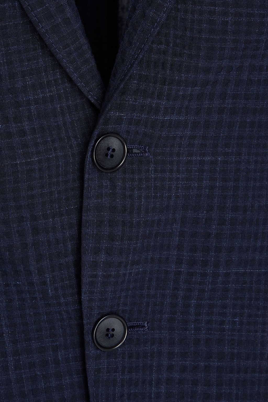 GIORGIO ARMANI Checked wool-blend seersucker blazer