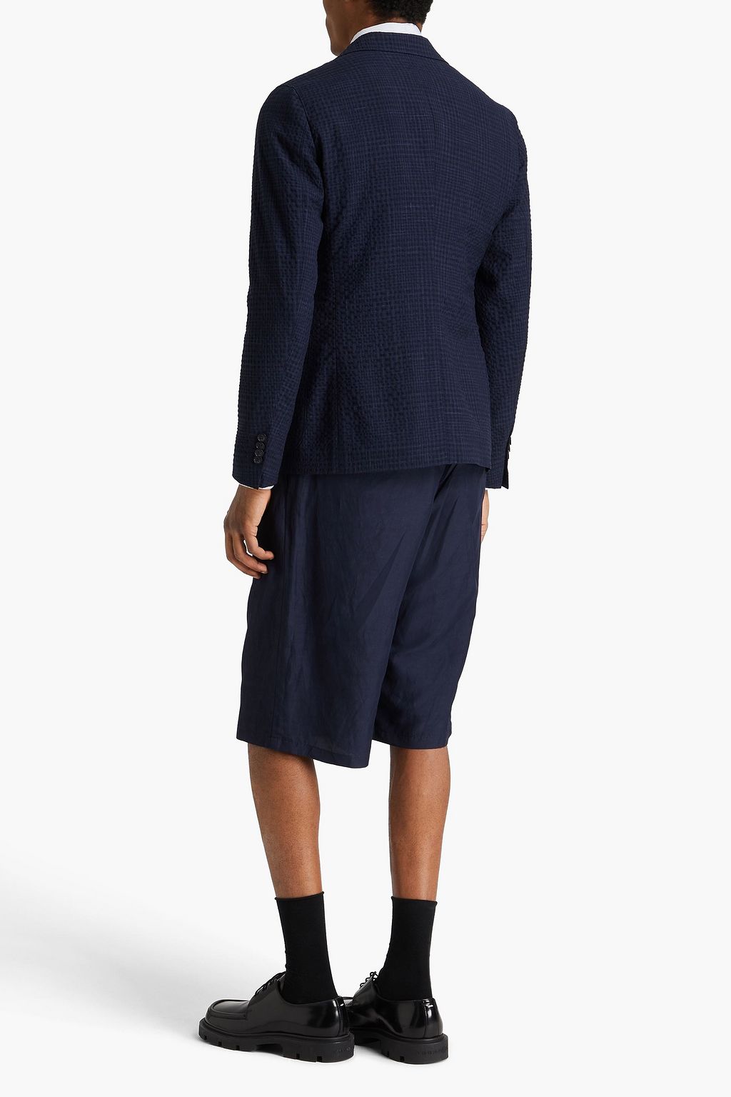 GIORGIO ARMANI Checked wool-blend seersucker blazer