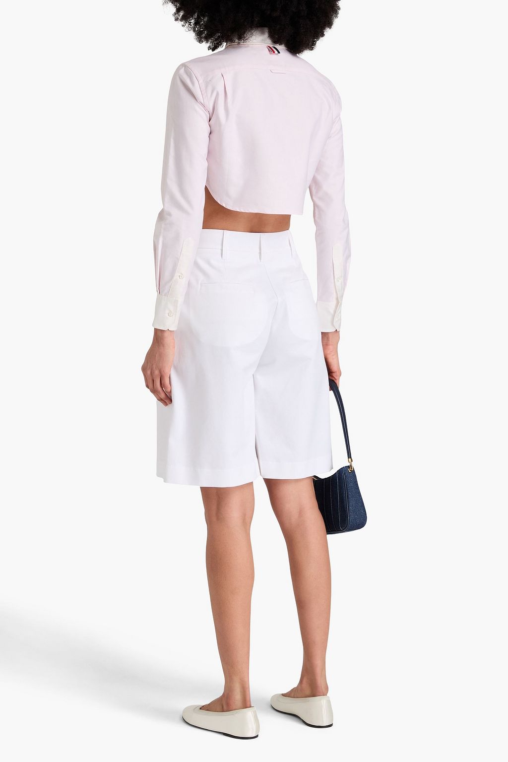 THOM BROWNE Cropped cotton Oxford shirt