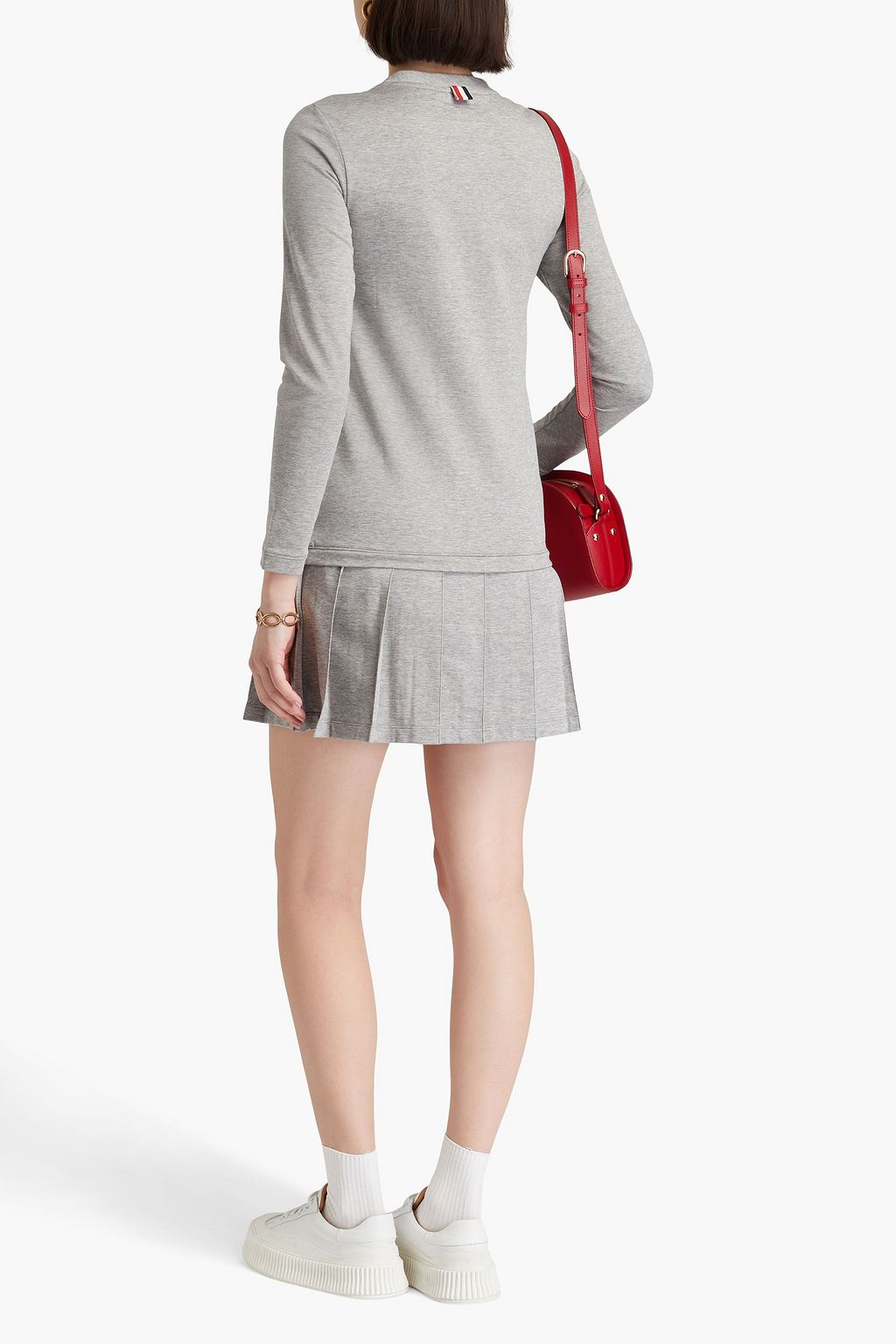THOM BROWNE Pleated French cotton-terry mini dress